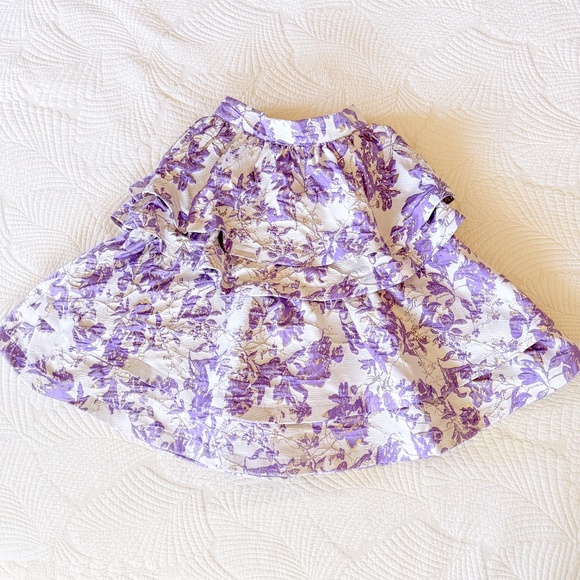 Buru Teagan Lavender Ruffle Tiered Brocade Midi Statement Dopamine Skirt Size S - Picture 11 of 15